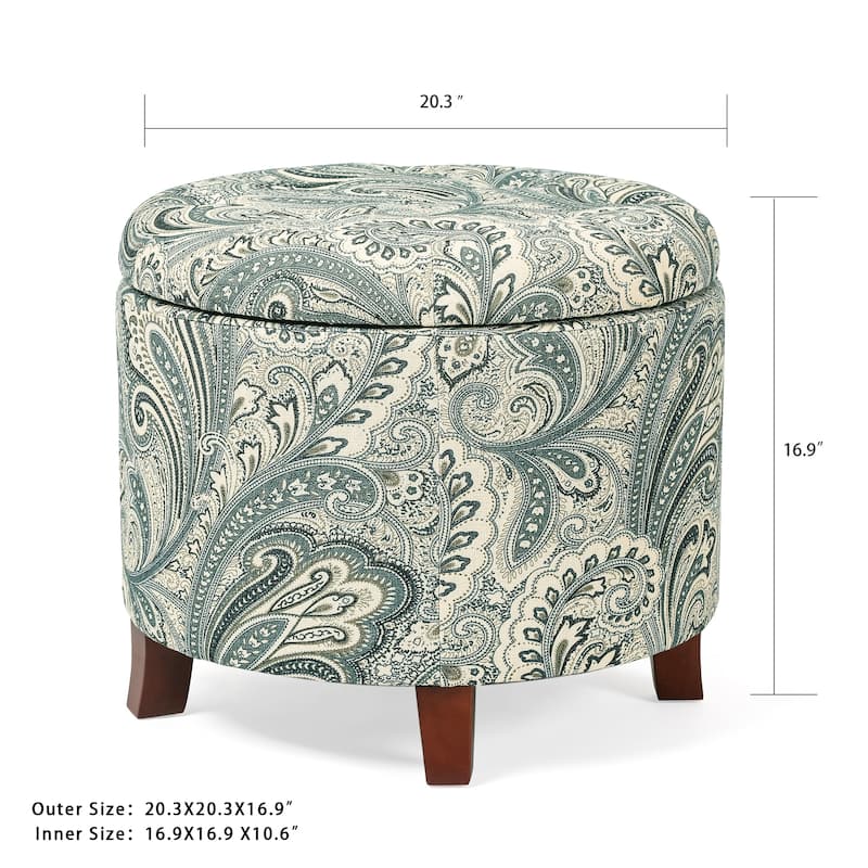 Adeco 20" Tufted Round Ottoman with Storage