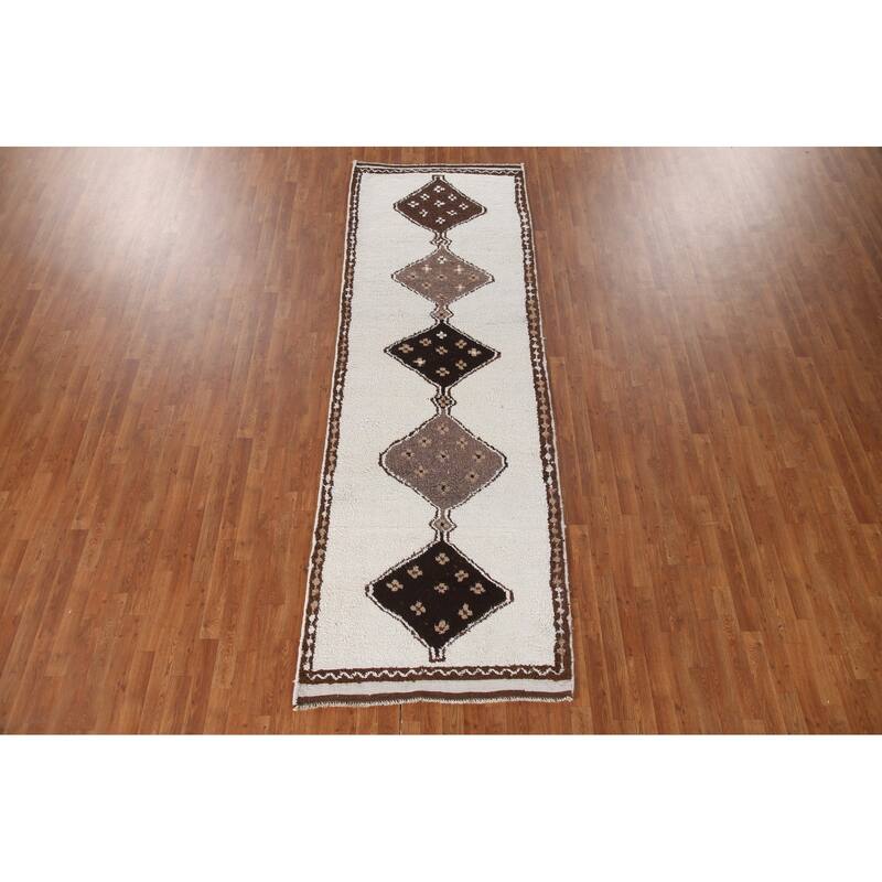 Plush Beige Turkish Anatolian Runner Rug Hand-knotted Wool Carpet - 3'7"x 11'2"
