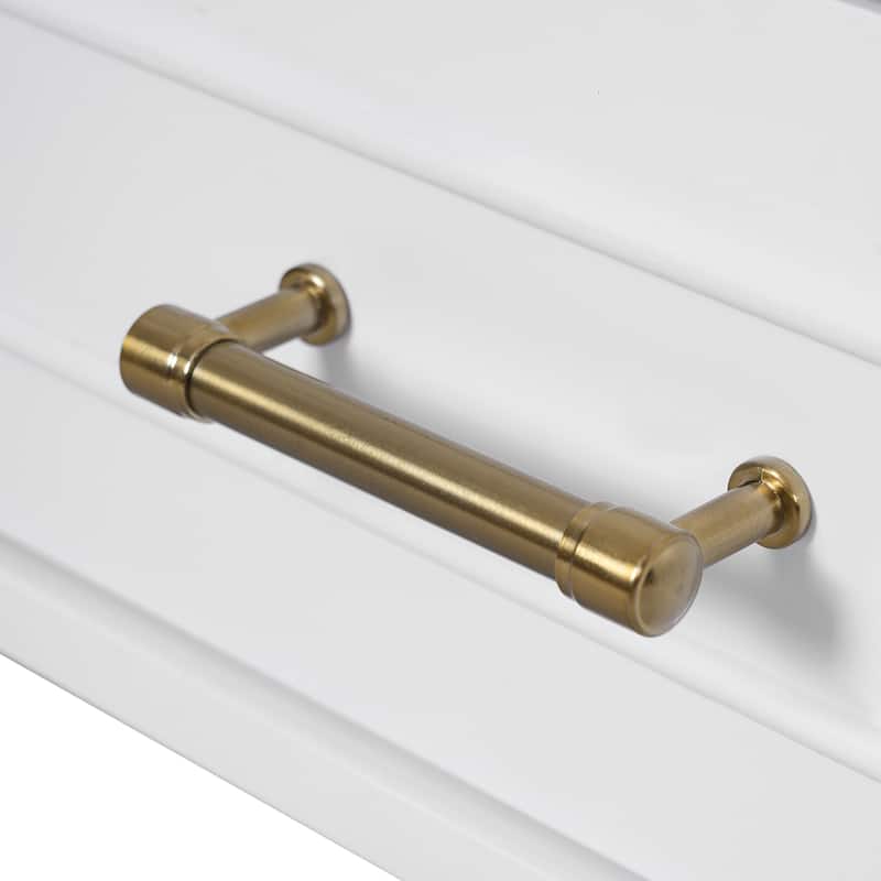 30" Freestanding Single Sink Storage Cabinet Bathroom Vanity with Gold Handles, Groove Decoration and Overflow Drain Protectio