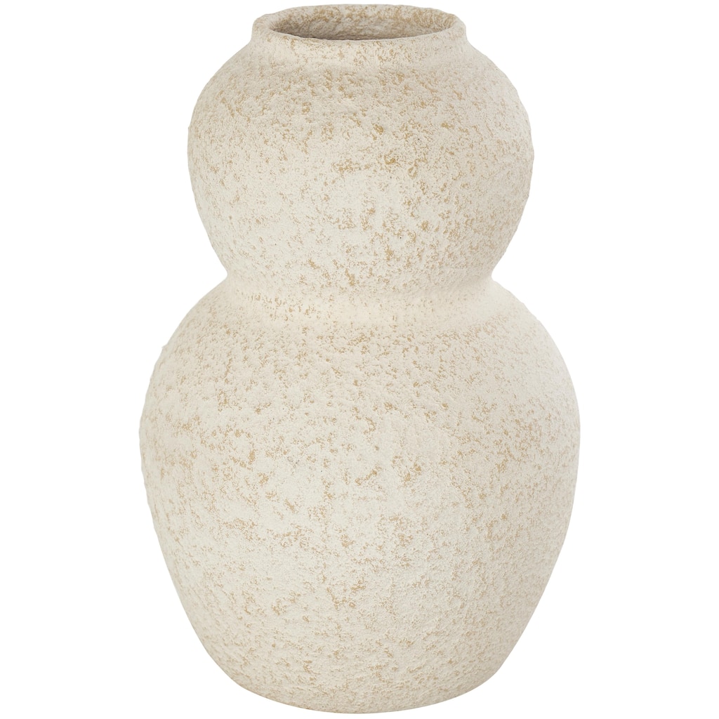 Ceramic Hourglass Textured Decorative Vase with Brown Distressing - Cream - Roche River Decor