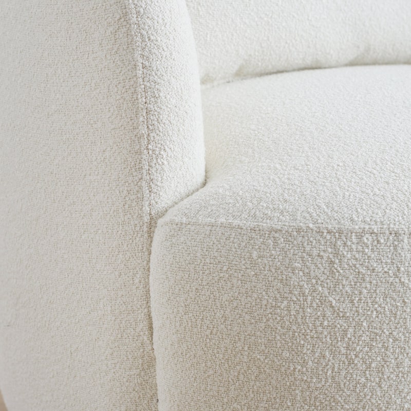 KINWELL 34" Poly Blend Boucle Fabric Upholstered Swivel Armchair