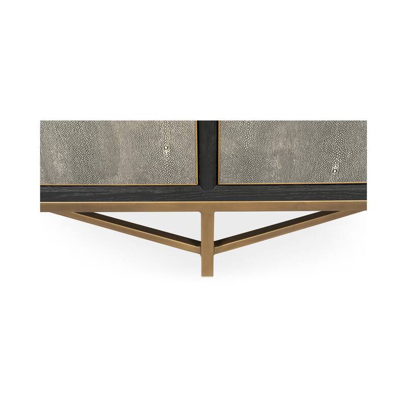 NADAAL STUDIOS Vaughn, Sideboard, Shagreen Patterned Vegan Leather with Brass Legs - 76"W x18"D x34"H