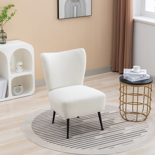 Modern Boucle Upholstered Armless Accent Chair,Cozy
