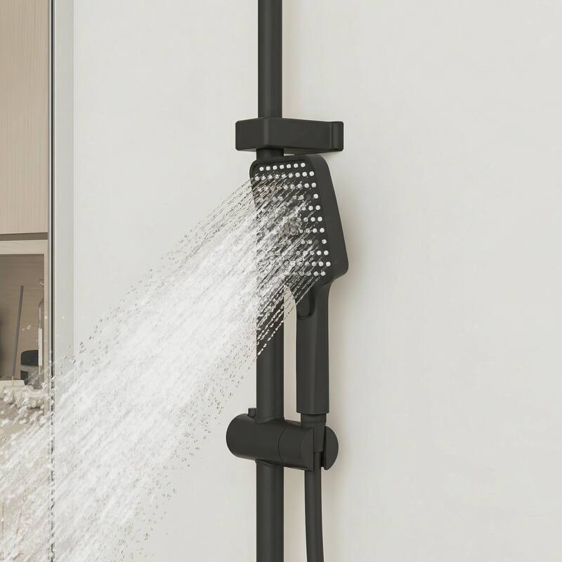 Shower Panel System with LED Digital Display, 4-Button Piano Key Control, 3-Mode Handheld & Rainfall Shower Head
