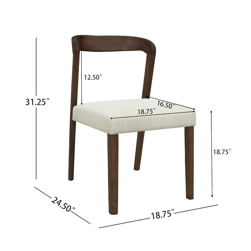 Christopher Knight Home - Eamon Fabric Upholstered Dining Chair with Rubber Wood Frame(Set of 2)