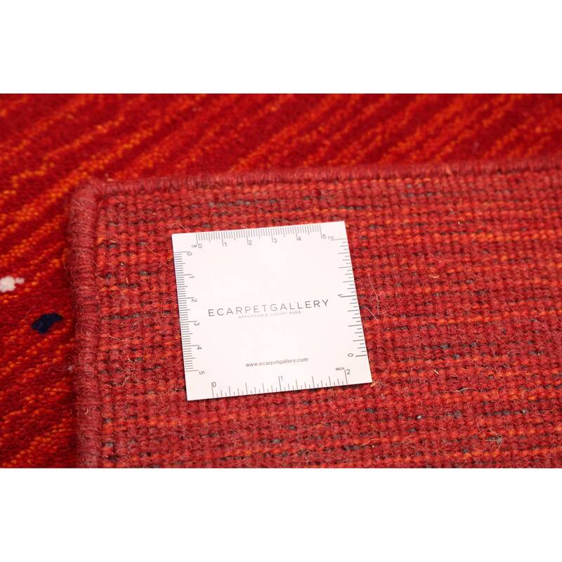 ECARPETGALLERY Hand Loomed Kashkuli Gabbeh Red Wool Rug - 4'0 x 5'7