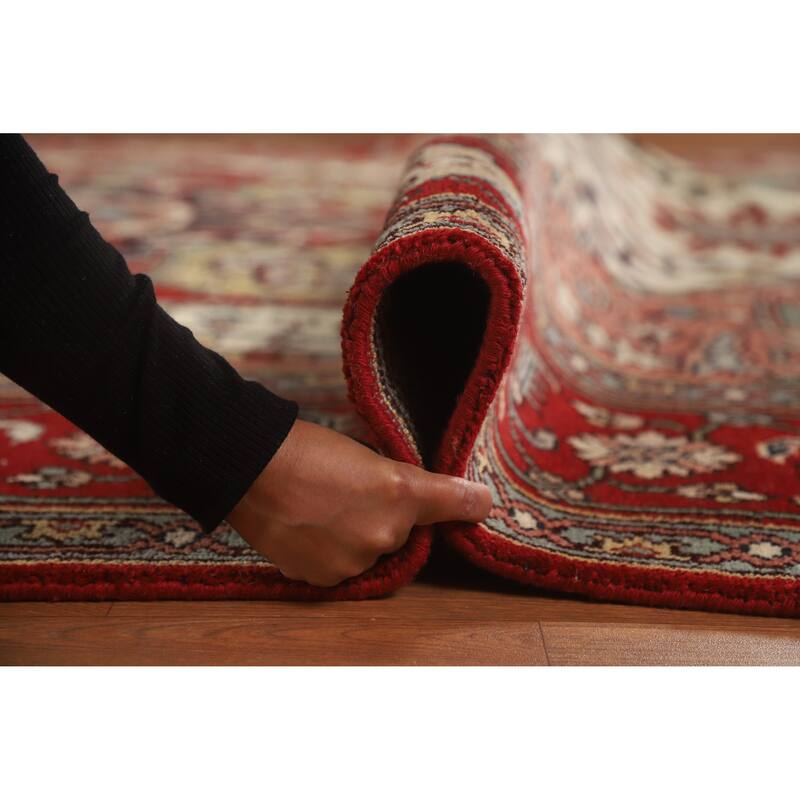 Hand Knotted Oriental 100% Wool Carpet Traditional Medallion Beige & Ivories Heriz (serapi) Area Rug - 12' 2'' X 8' 9''