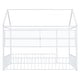 preview thumbnail 10 of 9, Full Size Metal House Bed Frame with Fence and Shelves, White