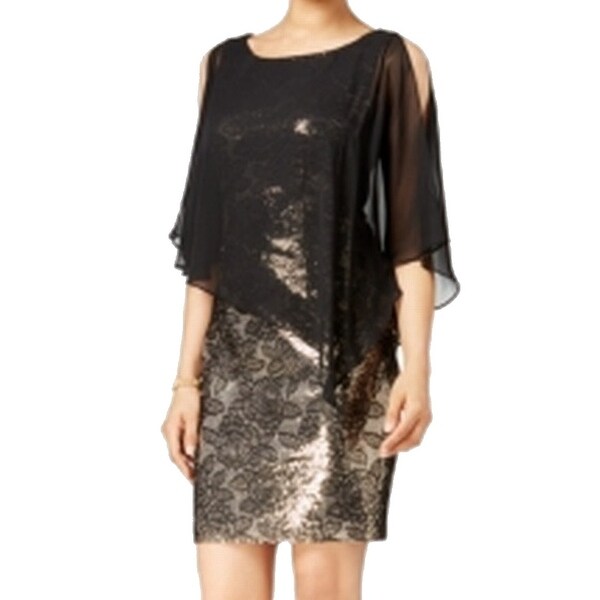 black and gold cape dress