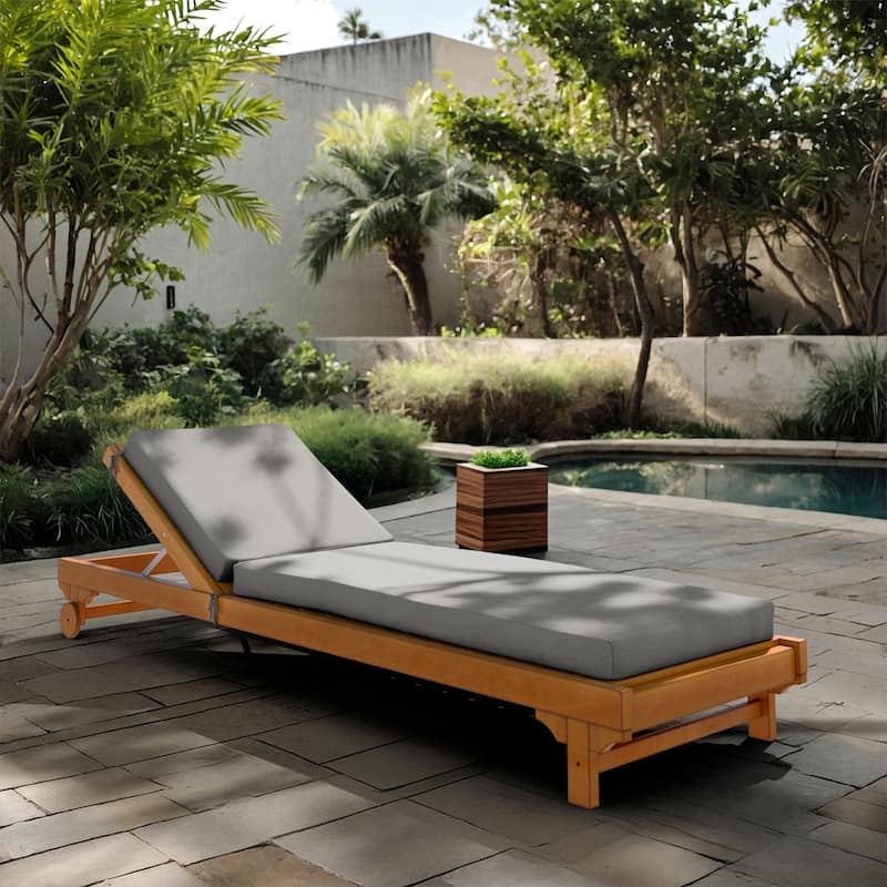California Umbrella Outdoor Chaise Lounge Cushion, 24" x 78", Memory Foam, Sunbrella Fabric - Granite