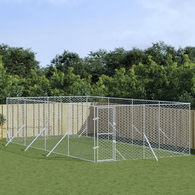 vidaXL Outdoor Dog Kennel Silver Multi-Size Galvanized Steel