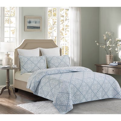 Leaves Jacquard Cotton Cover Quilt Set - Reversible and Machine Washable