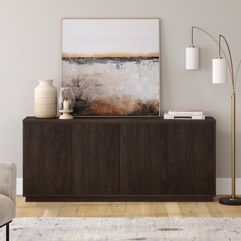 Alston 68" Wide Rectangular Fluted Buffet Table - 68" Wide