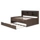 preview thumbnail 9 of 12, Full Size Wooden Captain Kids Bed with Built-in Bookshelves, 3-Storage Drawers & Pull-out Trundle, Easy Assembly, Antique Grey