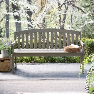 Shop Outdoor Curved Back 5 Ft Garden Bench With Arms In Driftwood