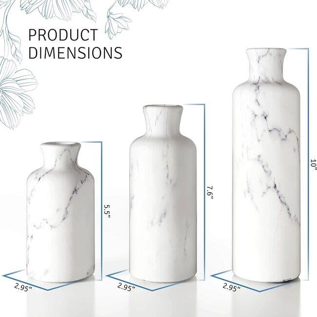 Creative Scents White Marble Vase Set (Marble Look)