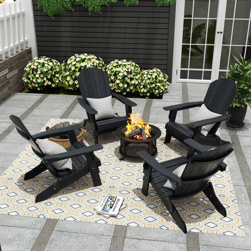 Vineyard HIPS Outdoor Folding Eco-Friendly All Weather Seashell Adirondack Chair (Set of 4)