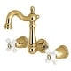 preview thumbnail 4 of 14, Heritage Two-Handle 3-Hole Wall Mount Bathroom Faucet Polished Brass