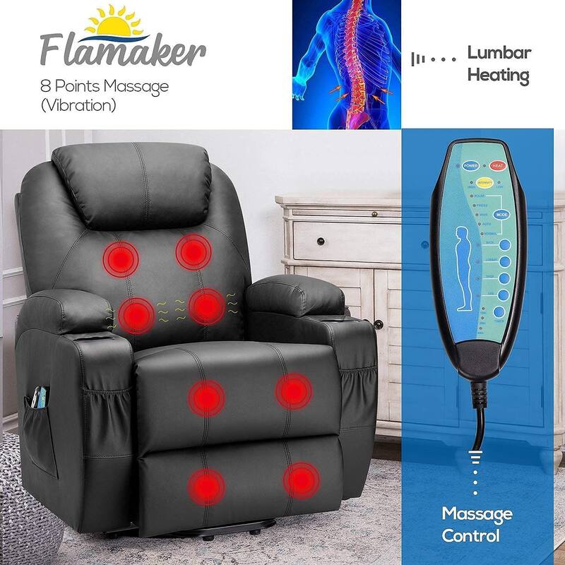 Power Lift Recliner PU Leather with Massage and Heating