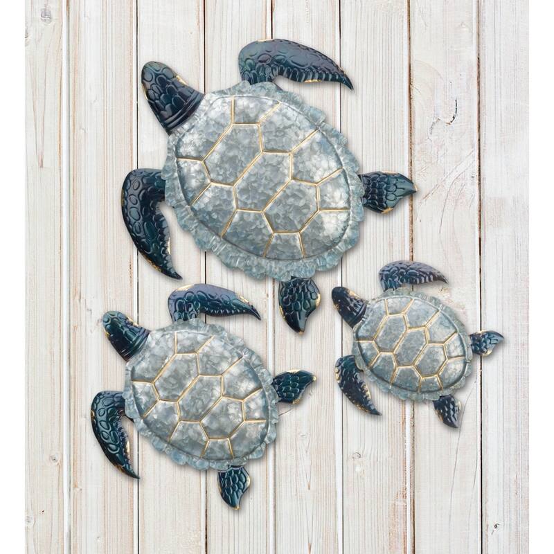 Galvanized Sea Turtle Wall Decor Set/3