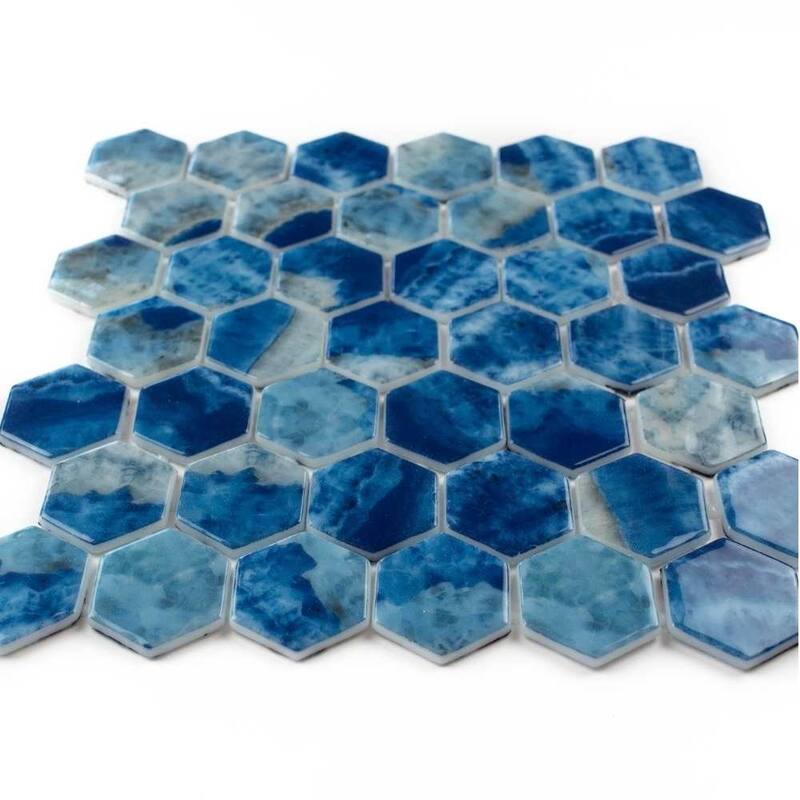 Eterna Hex 2x2 Glass Hexagon Mosaic Tile - Floor, Wall, Backsplash