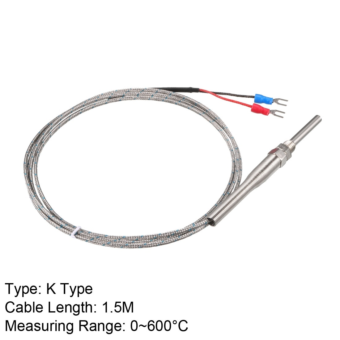 High Temperature k-Type Thermocouple Thermometer with 5 Blunt Stainless  Steel Insertion Probe 932 °F or 500 °C