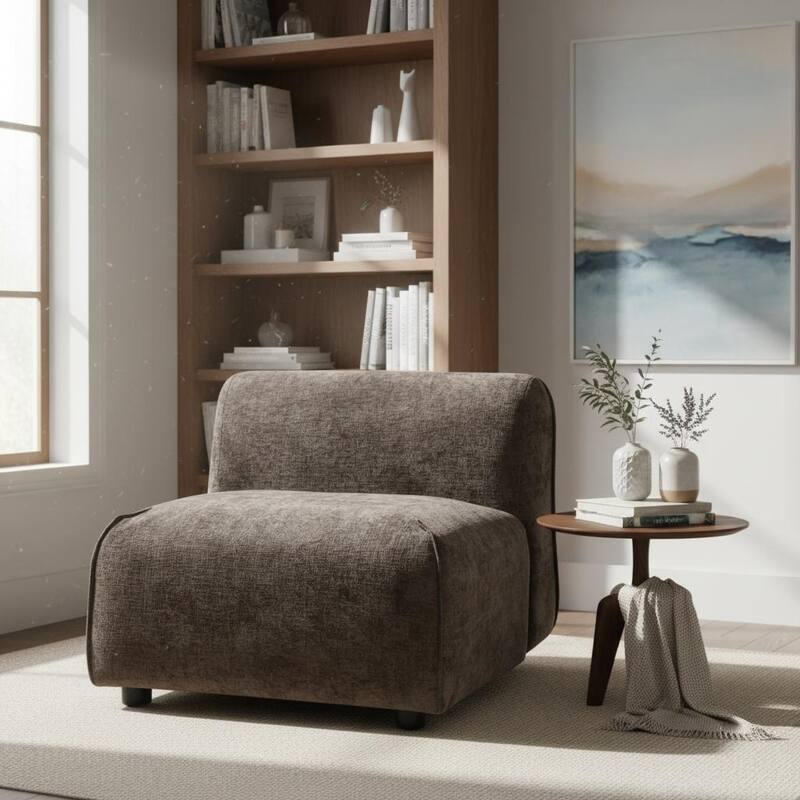 Christopher Knight Home - Marcella Modern Plush Upholstered Accent Chair with Curved Padded Back and Non-slip Feet - 29.75"W - Brown