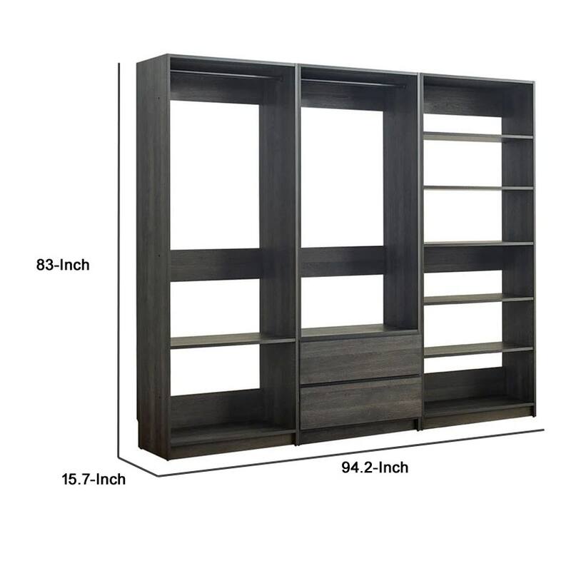 Dee Walk In Closet Modular Freestanding Storage 9 Shelf 2 Drawer Black