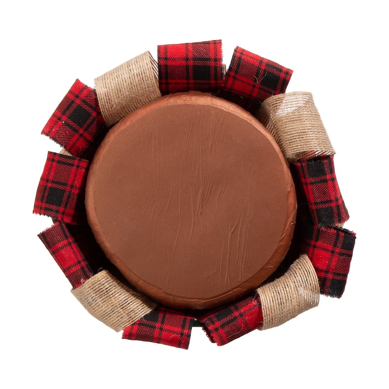 Glitzhome 17"H Christmas Plaid Fabric Tabletop Tree