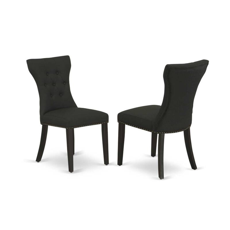 3-Piece Black and Cherry Finish Solid Wood Top - Button Tufted Dining Room Set - Seats-4