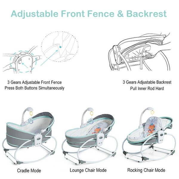 gymax 5 in 1 portable baby rocking bassinet