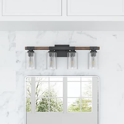 Farmhouse Bathroom Vanity Light Fixture Over Mirror with Clear Glass Shade
