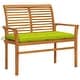 preview thumbnail 1 of 8, vidaXL Patio Bench with Bright Green Cushion 44.1" Solid Teak Wood - 44.1" x 21.7" x 37"