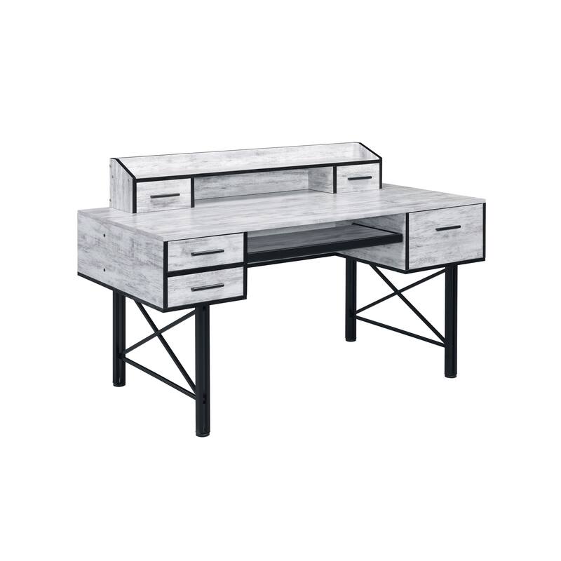 Safea Antique White & Black Finish Computer Desk