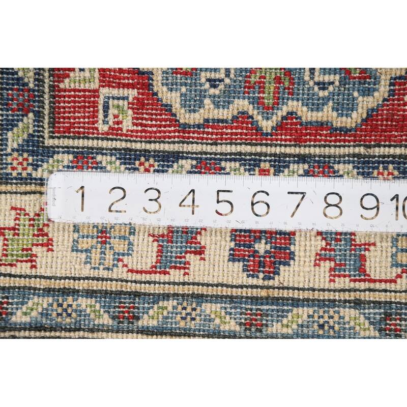 Red Geometric Kazak Oriental Foyer Rug Handmade Wool Carpet - 2'0" x 3'0"