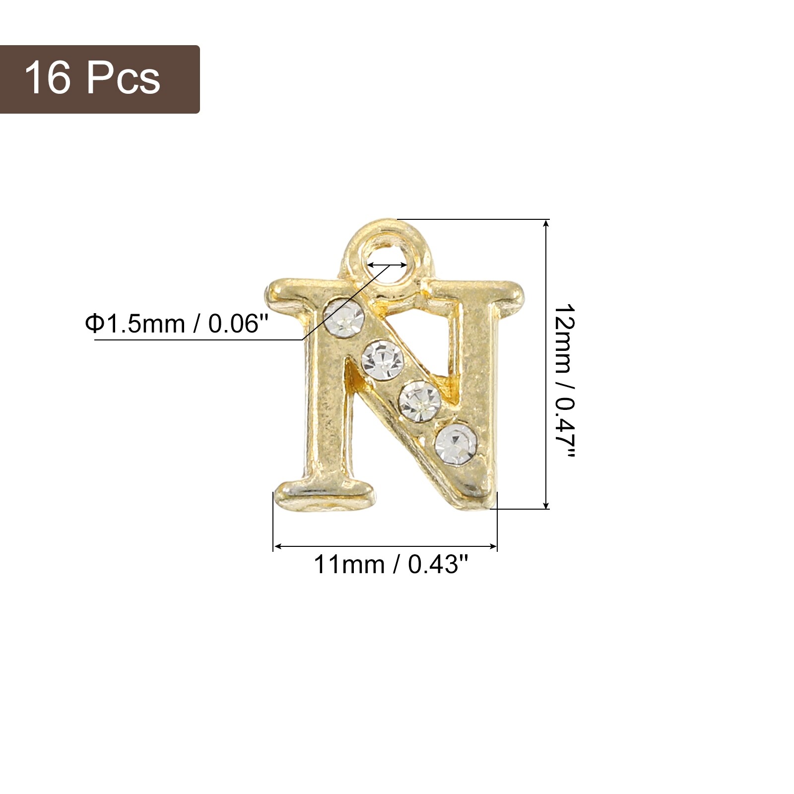 Rhinestone Letter Charm, Letter Alphabet Dangle Charm Pendants for DIY Bracelets Necklace Jewelry Making - Gold
