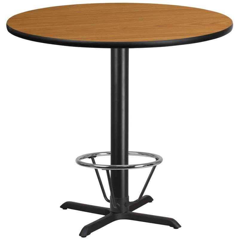 42'' Round Laminate Table Top with 33'' x 33'' Bar Height Table Base