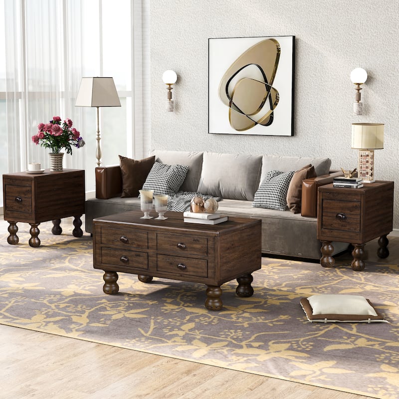 Solid Wood Rectangle Coffee Table for Living Room