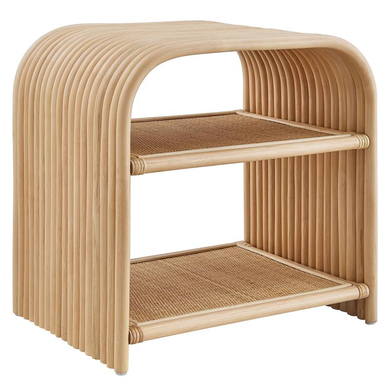 Eve Curved Natural Rattan Side Table
