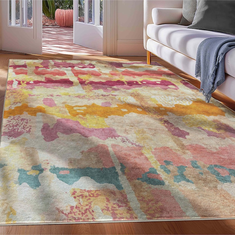 Well Woven Apollo Abstract Couleurs Abstract Waves Multi Area Rug - 5'3" x 7'3" - Multi