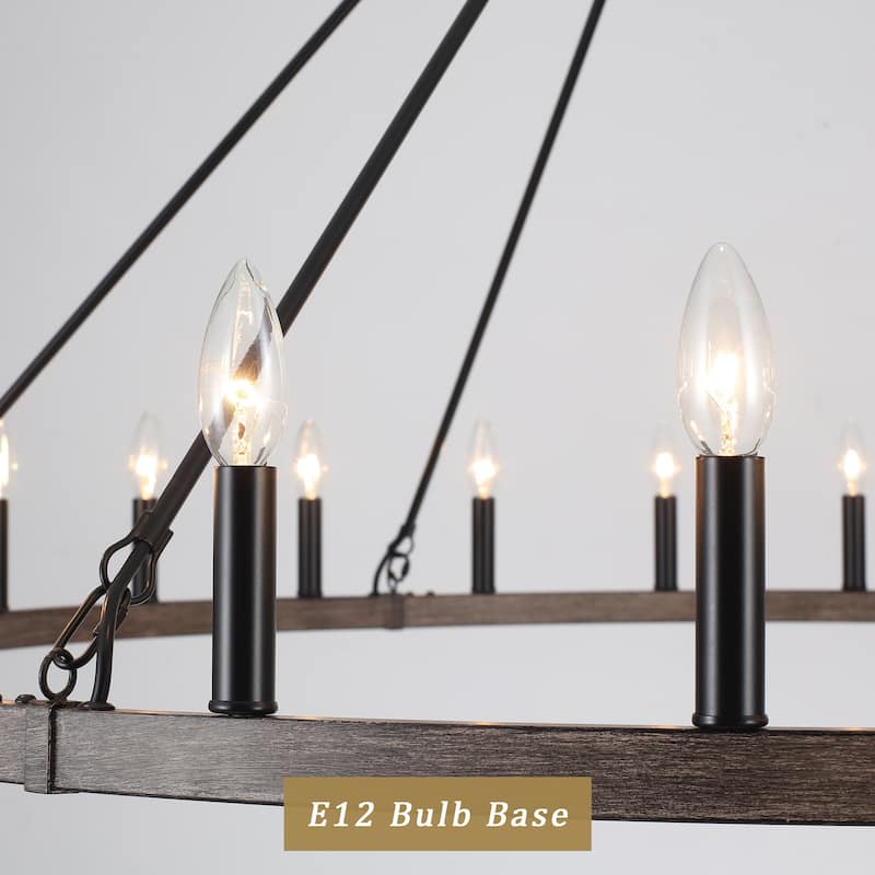 24-Light 51.97-inch Dimmable Round Wagon Wheel Chandelier for Dining Room