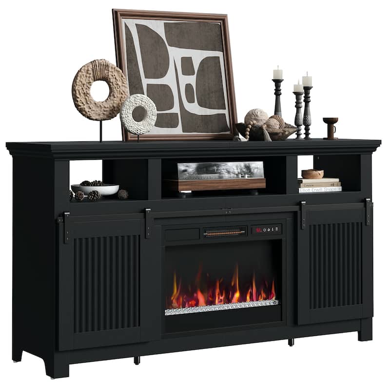 Bestier 60'' Fireplace TV Stand with Electric Fireplace Heater & Storage Cabinet for TVs up to 65 Inch