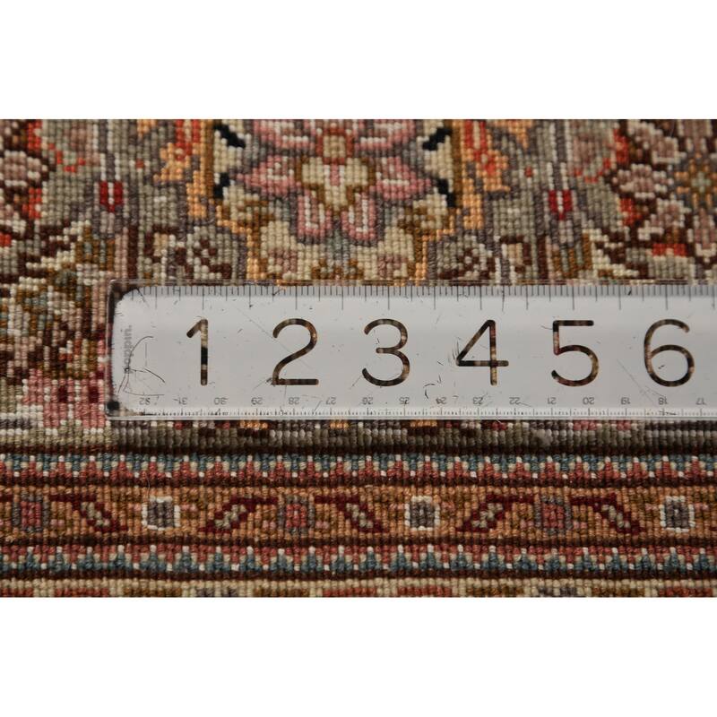Vegetable Dye Tabriz Persian Handmade Wool & Highlighted Silk Carpet - 6'9" x 10'4"
