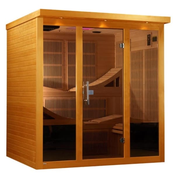 DYN-6996-01 6-person Far Infrared Natural Hemlock Wood Monaco Sauna - White