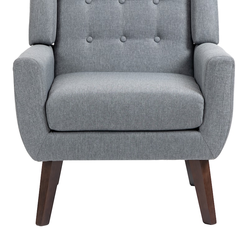 Modern Upholstered Faux Leather Tufted Armchair Linen Accent Chairs