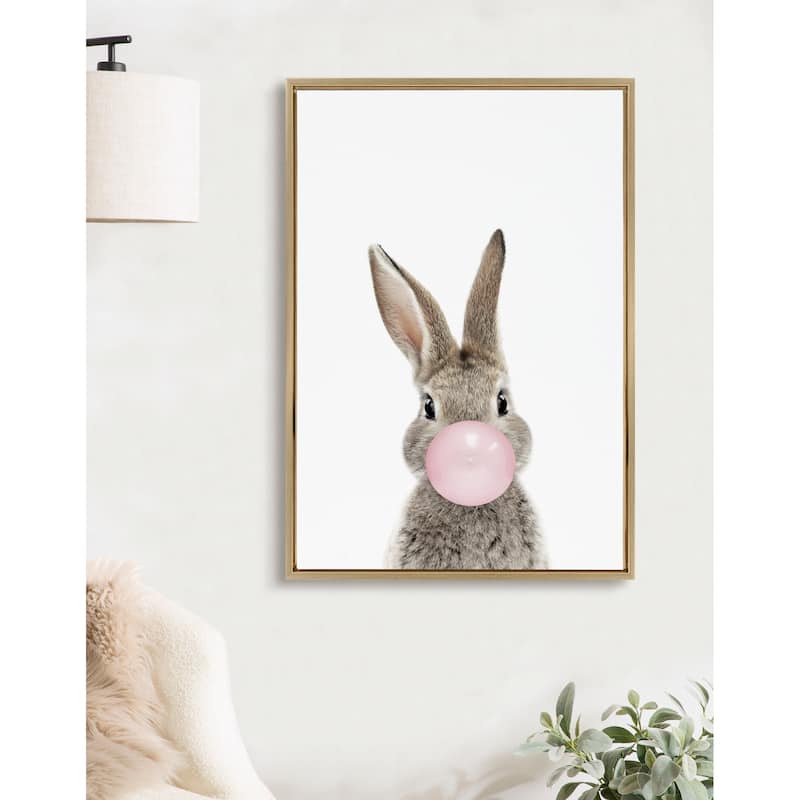 Kate and Laurel Sylvie Bunny Framed Canvas by Amy Peterson Art Studio