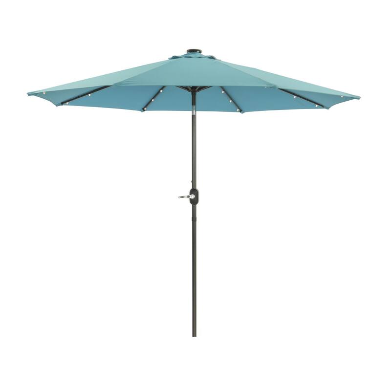 9 ft. Aluminum Market High Quality Solar LED Light Tilt Patio Beach Umbrella - Light Green