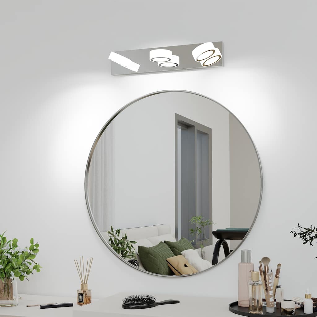 LED Modern 3 Light White Rotating Oval Acrylic with 21 Inch Vanity Light Over Mirror Lighting Fixture