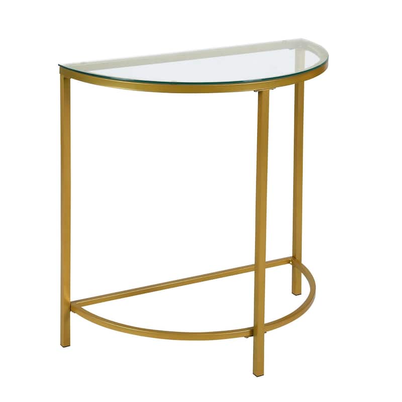 Glass Top Half Round Console Table - 30" - Gold