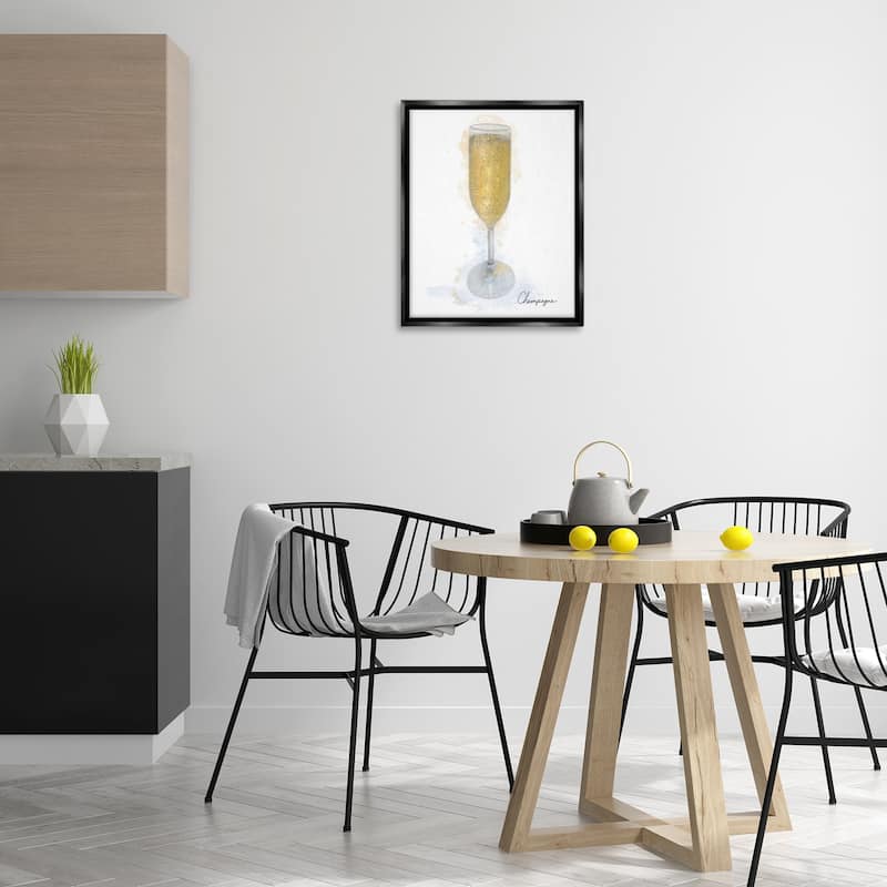 Stupell Champagne Glass Shimmer Framed Floater Canvas Wall Art Design By Matthew Piotrowicz